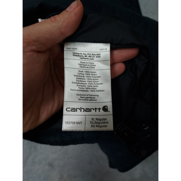 Carhartt Jacket  Mens XL Puffer Vest Navy Full Zip Gilliam Quilted Work UNITED - Picture 9 of 12